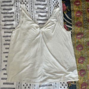 Old Navy Front Twist Tank Top in Cream/off white color